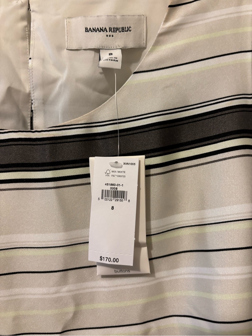 Banana Republic Striped Pleated Midi Dress in Cream and Black - Picture 3 of 8